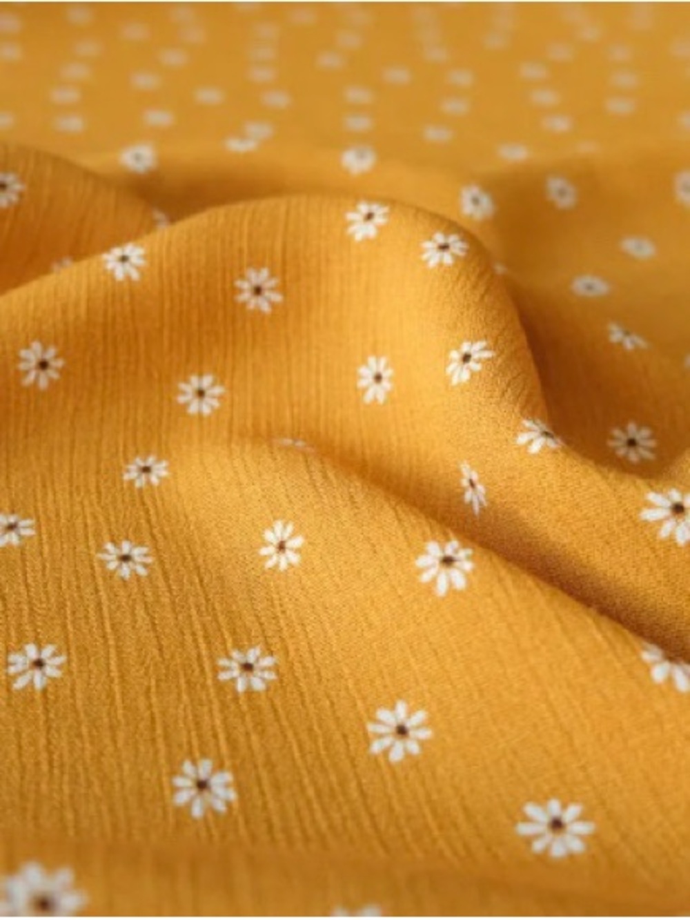 Marigold daisies rayon crinkle challis